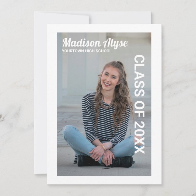 Ankündigung von Abschluss Foto Editable Color (Vorderseite)