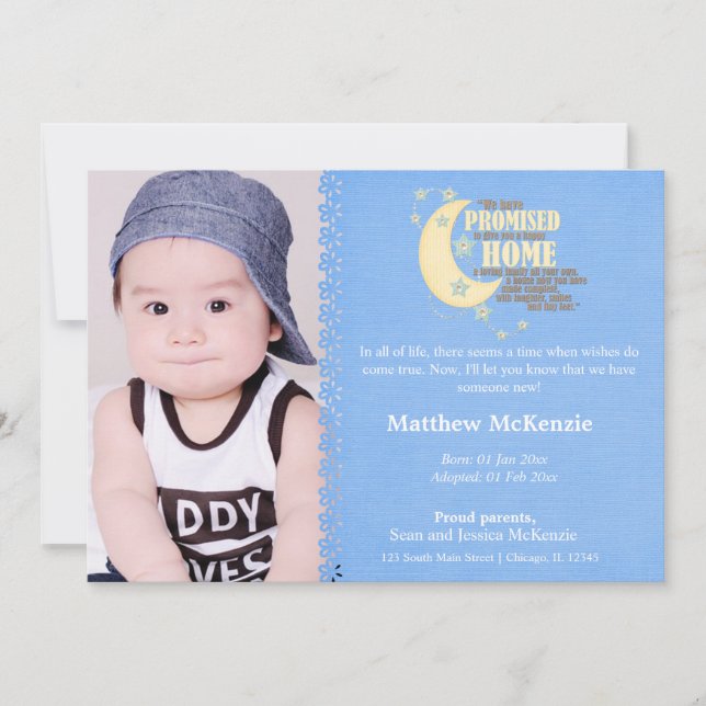 Ankündigung von Adoption Boy (Vorderseite)