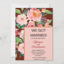 Ankündigung von Aquarellblumen "Just Married"