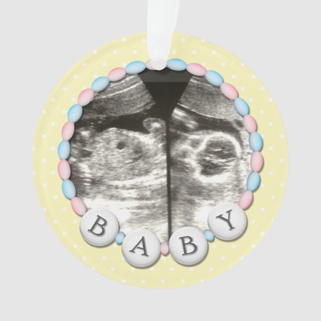 Ankündigung von Baby Beads Foto Ornament (Vorderseite)