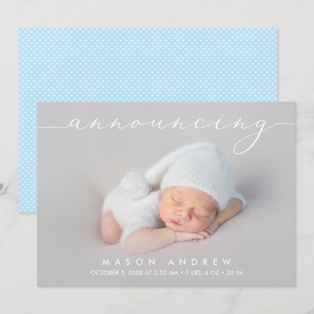 Ankündigung von Baby Boy Foto Geburtsankündigungen (Vorne/Hinten)