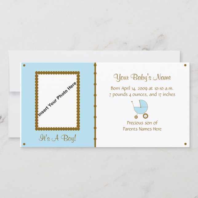 Ankündigung von Baby-Jungen (Vorderseite)