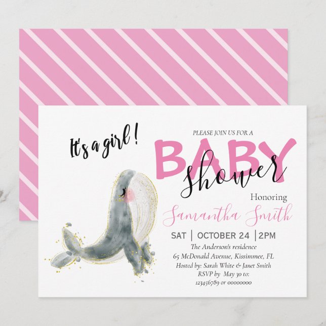 Ankündigung von Baby Shower GIRL (Vorne/Hinten)