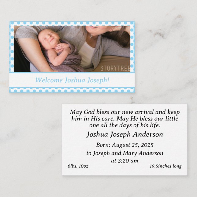 Ankündigung von Babyjungen (Vorne/Hinten)