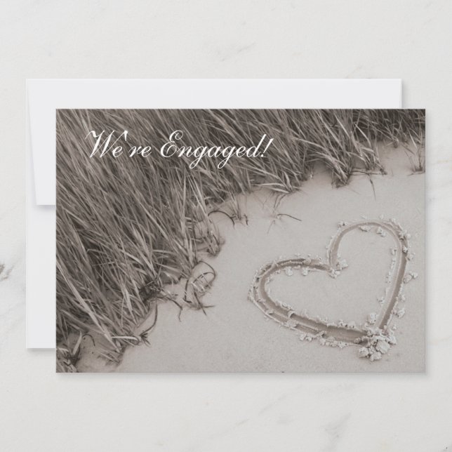 Ankündigung von Beach Heart Sepia Verlobung (Vorderseite)