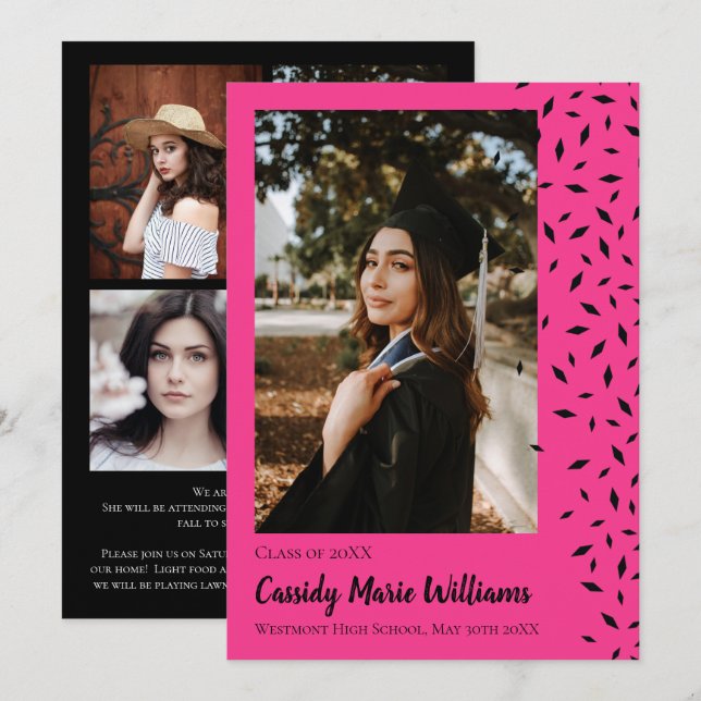 Ankündigung von Black Pink Confetti Abschluss (Vorne/Hinten)