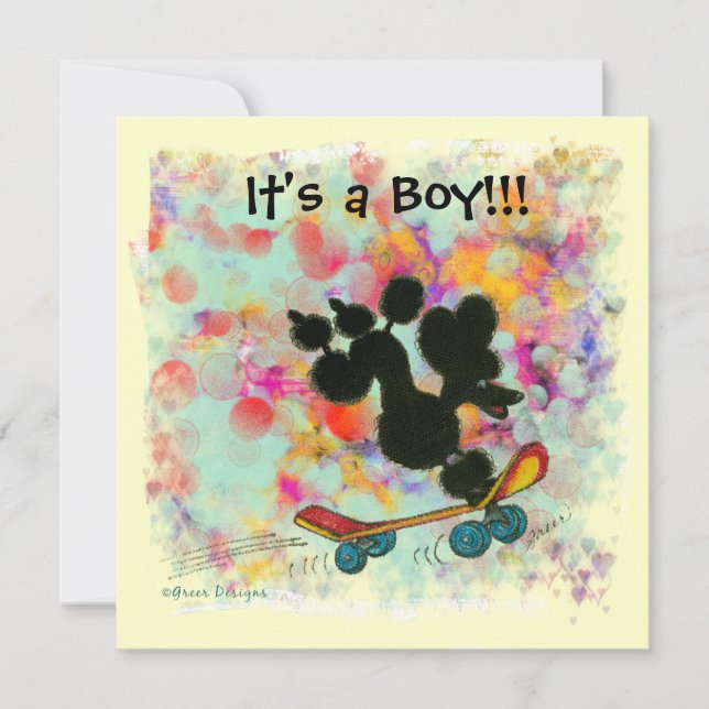 Ankündigung von Black Poodle Scooter Baby Boy (Vorderseite)