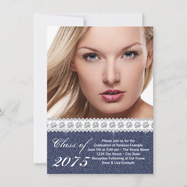 Ankündigung von Blue Denim und Diamond Abschluss (Vorderseite)