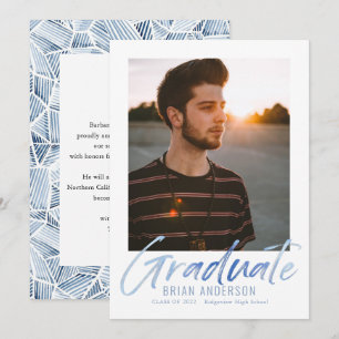 Ankündigung von Blue Handwriting Foto Abschluss