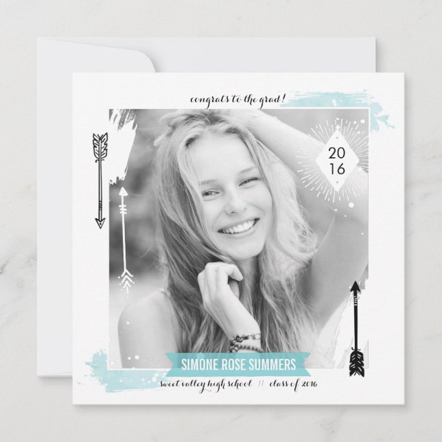Ankündigung von Boho Chic Foto Graduation (Vorderseite)