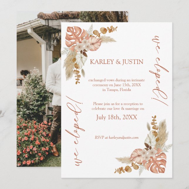 Ankündigung von Boho Floral Elopement (Vorne/Hinten)