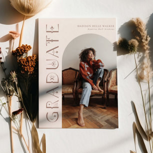 Ankündigung von Boho Graduate Blush Pink Abschluss