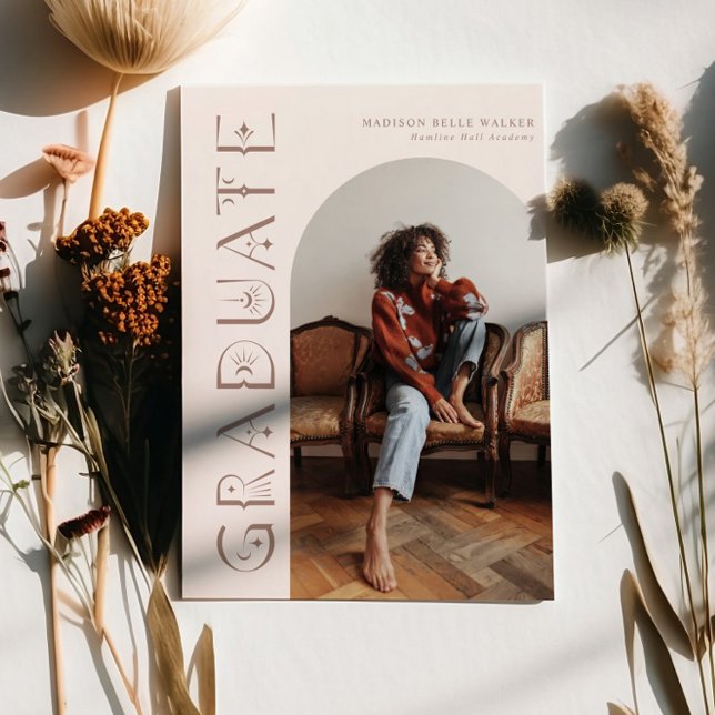 Ankündigung von Boho Graduate Blush Pink Abschluss (Von Creator hochgeladen)