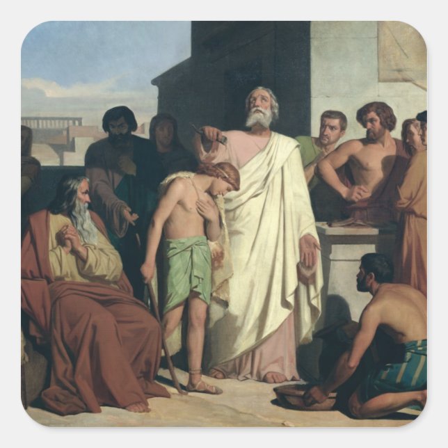 Ankündigung von David durch Saul, 1842 Quadratischer Aufkleber (Vorderseite)
