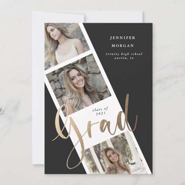 Ankündigung von drei Foto Gold Abschluss Foto (Vorderseite)