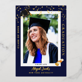 Ankündigung von Elegant Navy Blue Abschluss Foto