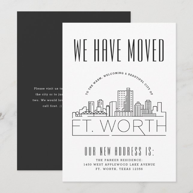 Ankündigung von Fort Worth Moving | Stilisierte Sk (Vorne/Hinten)