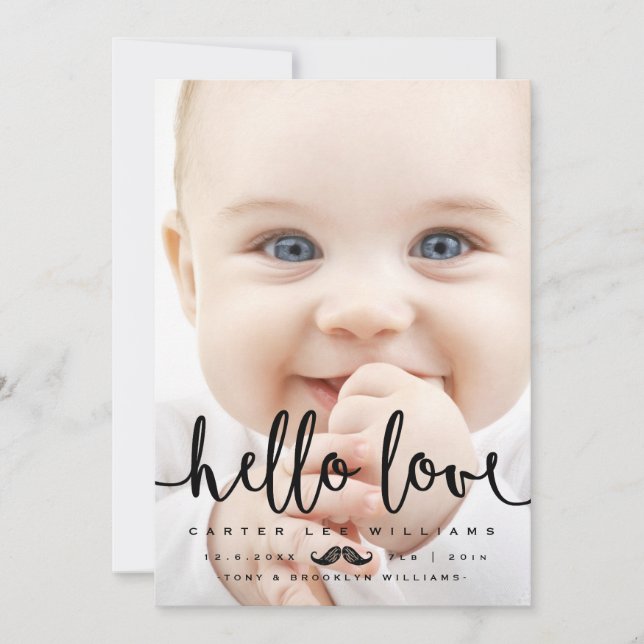 ANKÜNDIGUNG VON Foto GEBURT | Baby Boy Modernes Sk (Vorderseite)