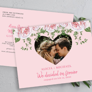 Ankündigung von Foto rosa Verlobung Postkarte