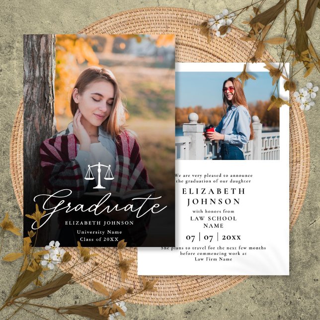 Ankündigung von Foto Script Law School Abschluss (Photo Script Law School Graduation Announcement)