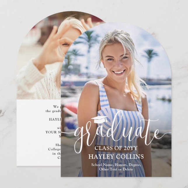 Ankündigung von Foto & Trendy Script Abschluss (Vorne/Hinten)