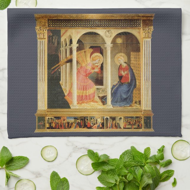 Ankündigung von Fra Angelico, Kunst der Renaissanc Geschirrtuch (Gefaltet)