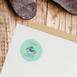 Ankündigung von Funky Car Moving Runder Aufkleber