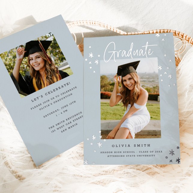 Ankündigung von Funky Modern Gray Silver Abschluss (Von Creator hochgeladen)