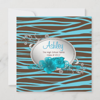 Ankündigung von Girls Aquamarin Blue Zebra Graduat