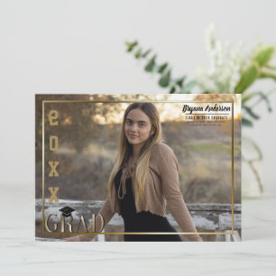 Ankündigung von Gold Border Grad Abschluss Foto