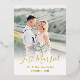 Ankündigung von Gold Classic Wedding Foto Postcard