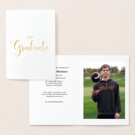 Ankündigung von Gold Foil and Foto Abschluss