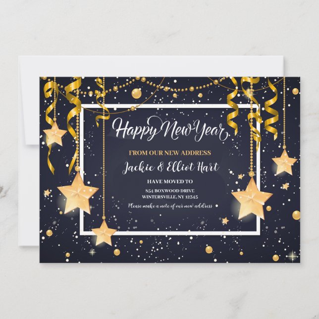 Ankündigung von Gold Stars über das neue Jahr (Vorderseite)