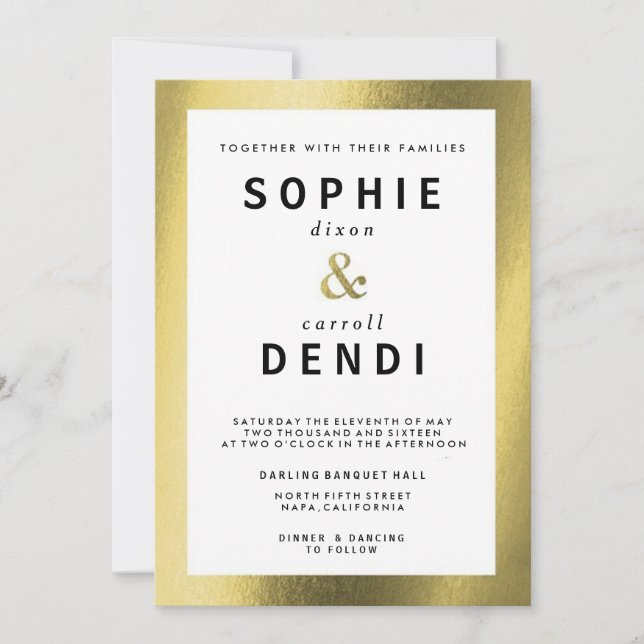 Ankündigung von Goldfoil-Hochzeiten Einladung (Vorderseite)