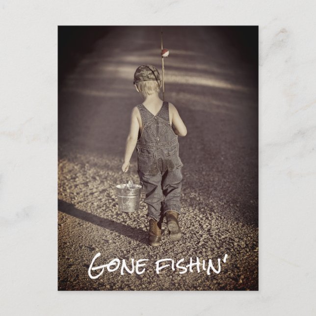 Ankündigung von "Gone Fishing Retirement" Postkart (Vorderseite)