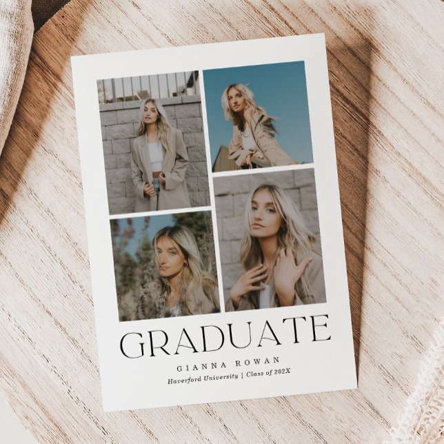 Ankündigung von Graduate Prestige Abschluss Foto (Graduate Prestige Graduation Photo Announcement | Blue and White)