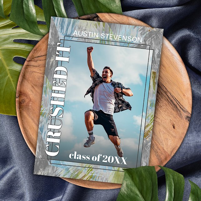 Ankündigung von Green Aquamarin Blue Gray Abschlus Postkarte (Von Creator hochgeladen)