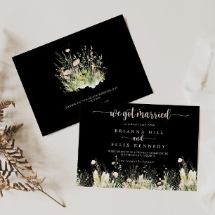 Ankündigung von Green Boho Wildblume Black Elopeme