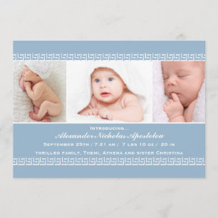 Ankündigung von Griechisch Key Blue Foto