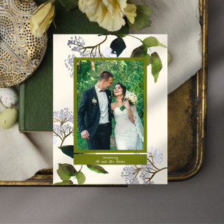Ankündigung von Grüntönen und Florals Just Married