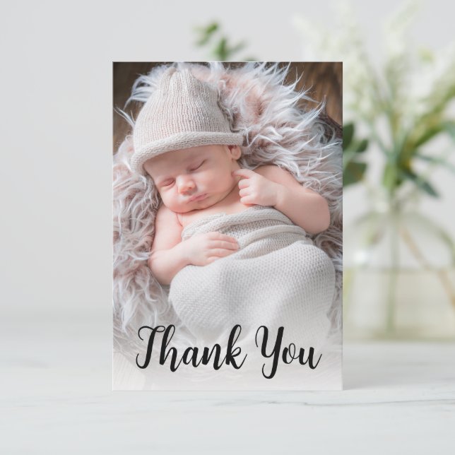 Ankündigung von handgeschriebenem Script Baby Foto (Stehend Vorderseite)