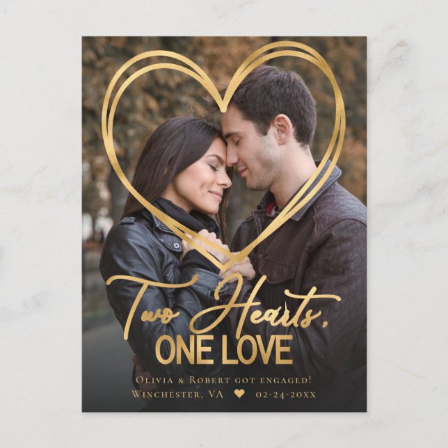 Ankündigung von Herz-Foto-Verlobung (Vorderseite)