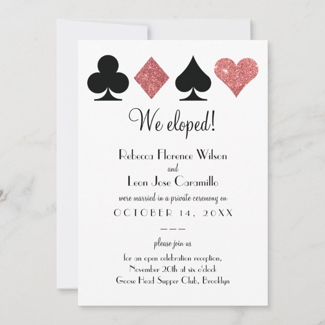 Ankündigung von Las Vegas Elopement Pink Glitzer (Vorderseite)