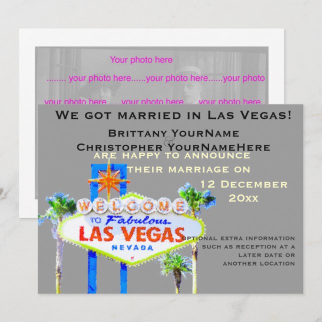 Ankündigung von Las Vegas Wedding Foto (Vorne/Hinten)