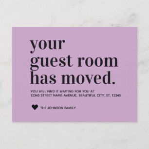 Ankündigung von Lavender Typografy Guest Room Movi