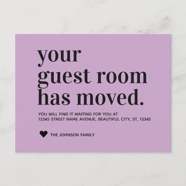 Ankündigung von Lavender Typografy Guest Room Movi (Vorderseite)