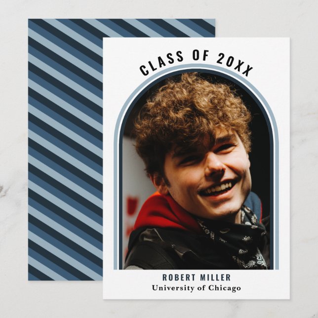 Ankündigung von Linear Blue Arch Foto Abschluss (Vorne/Hinten)