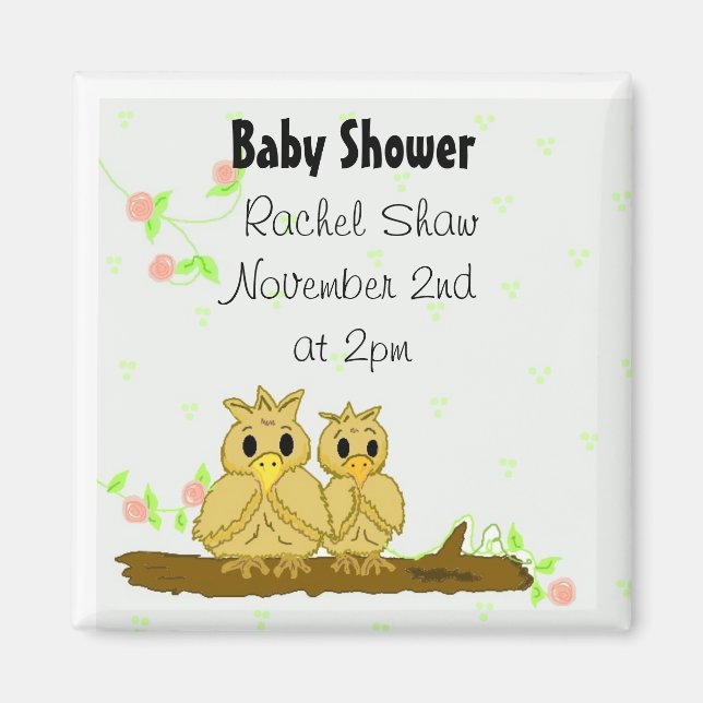 Ankündigung von Lovebirds Baby Shower Magnet (Vorne)