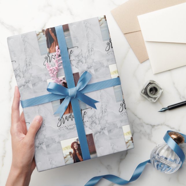 Ankündigung von MARBLE AND ROSE GOLD ABSCHLUSS Geschenkpapier (Schenken)