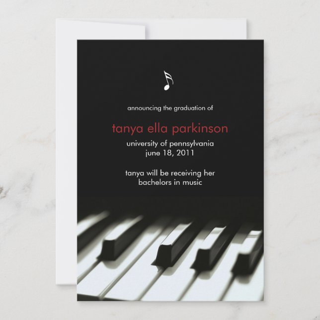 Ankündigung von Music Major Piano Abschluss (Vorderseite)